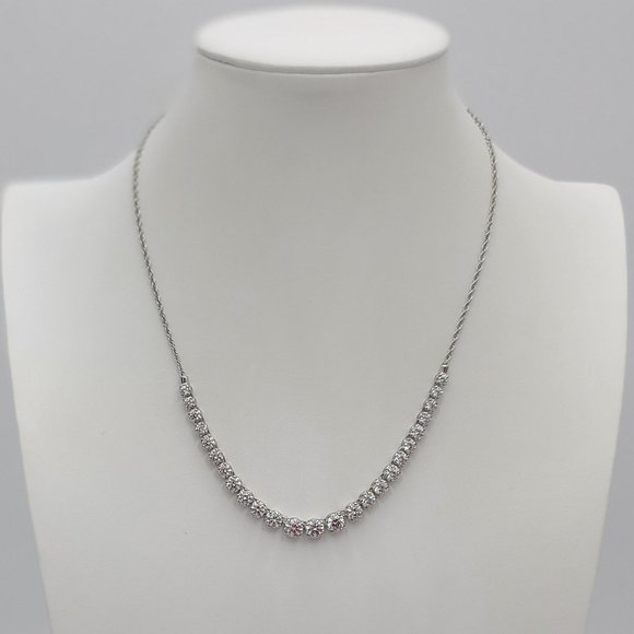 Stunning DIAMONIQUE Graduated Line Necklace  14.00 cttw  Round 100-Facet Stones - Picture 11 of 13